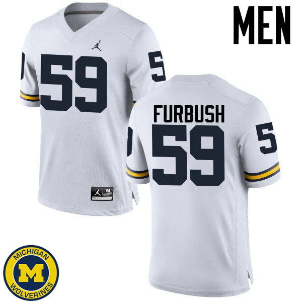 Mens Michigan Wolverines #59 Noah Furbush White University Football Jersey